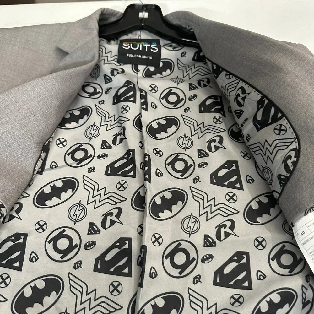 Fun Suits Mens Gray DC Comics Superhero Justice League Lining Blazer Jacket 40